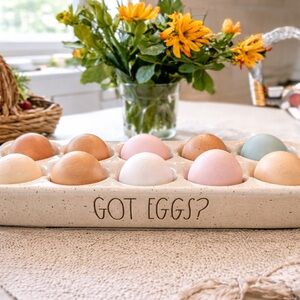 NEW Rae Dunn “GOT EGGS?” Egg Holder – Heavy Speckled Ceramic Tray - EGGS NOT INC